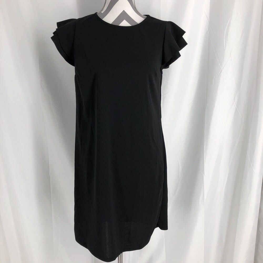 Ces Femme Womens Shift Dress Cap Sleeve Above Knee Black Size Medium